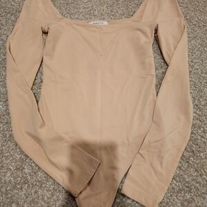 Aritzia Babaton Tan Long Sleeve Bodysuit
